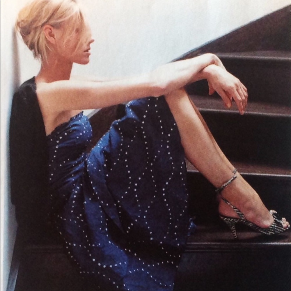 Anthropologie Odille strapless blue dress.